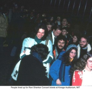 People lined up for Ravi Shankar concert tickets at Kresge Auditorium MIT